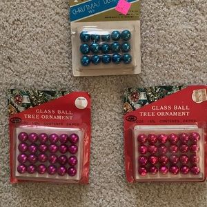 Vintage Mini Glass Christmas Ornaments Set of 3